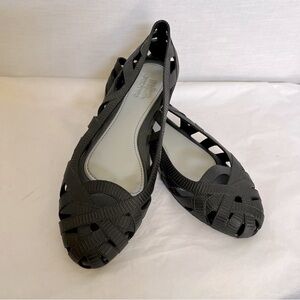 Melissa Jason Wu Black Jelly Textured Woven Women's Lasercut Shoes